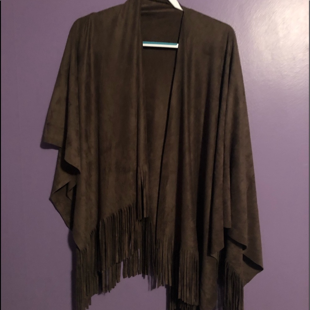 Chocolate Brown BOHO suede wrap with fringe